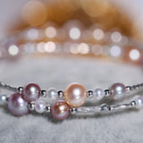 Trendy Mixed Pearls Silver Bangle - 925 Beaded Pearls Accents, High Luster Pearls, Perfect for Layering Jewelry Etsy