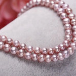 5A+ High Luster Pink Purple Pearl Handmade Silver 925 Beaded Pearl Necklace, Freshwater Pearl Choker, Pink Pearl, Beaded Choker, Gift Idea - LaCorserArtJewelry