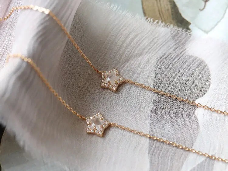 Natural Moonstone Star Cut and Moissanite Handmade 14k Yellow Gold Plated Vermeil Moonstone Bracelets, Gift for Her, Fine Jewelry Etsy