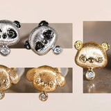 Cute Doggy Carved 18K Solid Gold Diamonds Earring Bracelet, Animal Idea Jewerly Gift Idea Etsy
