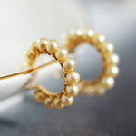 5A+ Natural Akoya Golden Pearl Earrings 18k Solid Yellow Gold Golden Beaded Pearl Hoop Handmade Earrings, Gift Idea, Anniversary Idea - LaCorserArtJewelry