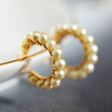 5A+ Natural Akoya Golden Pearl Earrings 18k Solid Yellow Gold Golden Beaded Pearl Hoop Handmade Earrings, Gift Idea, Anniversary Idea - LaCorserArtJewelry