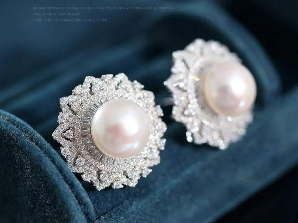 12mm Natural High Luster White Pearl 925 Silver White Pearl Earrings, Gift Idea, Cluster Earrings, Anniversary Gift Idea, Gift for Mom Etsy