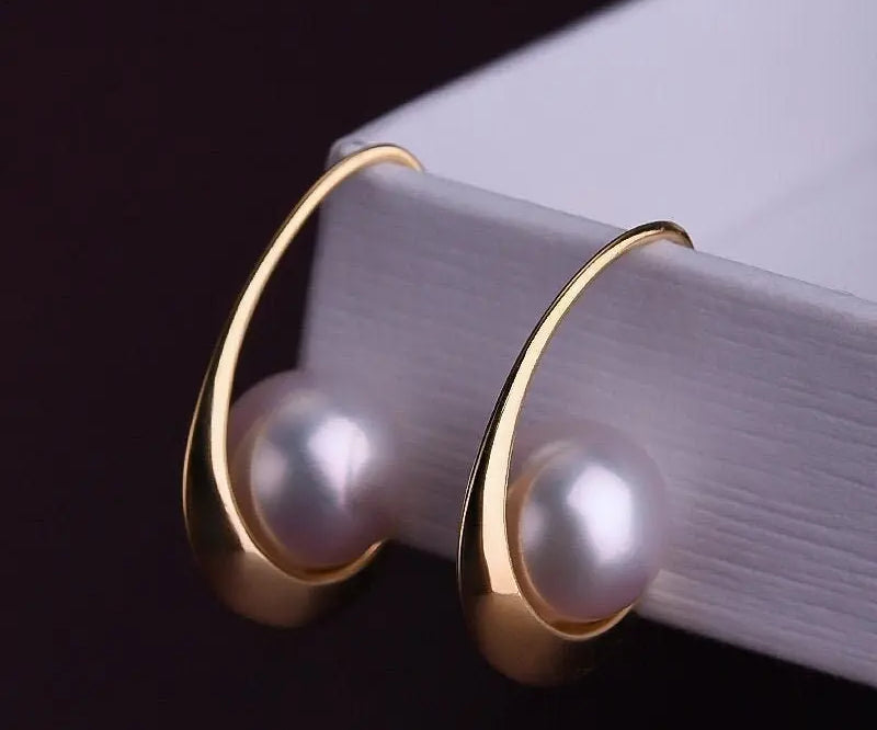 5A+ Akoya Pearl Handmade 18K Solid Yellow Gold Akoya Pearl Earrings, Seawater Pearl, Gift for Her, Anniversary Gift, Gift Idea Etsy