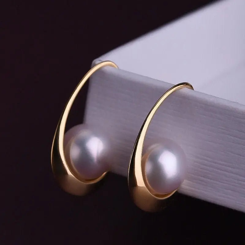 5A+ Akoya Pearl Handmade 18K Solid Yellow Gold Akoya Pearl Earrings, Seawater Pearl, Gift for Her, Anniversary Gift, Gift Idea Etsy