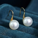 5A+ High Luster White Pearl 8-9mm Earrings Handmade 18K Solid Yellow Gold Pearl Earrings, Gift for Her, Anniversary Gift Idea Etsy