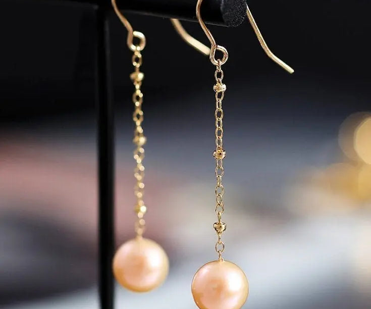 9mm High Luster Pearl Nude Color 18K Gold Filled Earrings Etsy