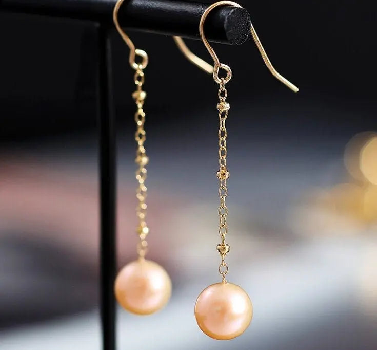9mm High Luster Pearl Nude Color 18K Gold Filled Earrings Etsy