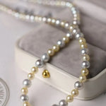 Madama Silver Pearl Akoya Golden Pearls Necklace, S925 Pearls Beaded Necklace, Elegant Seawater Pearls Necklace, Mixed Colors Pearl Necklace Etsy