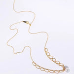 18K Yellow Gold 9mm Natural Akoya Pearl Lace Necklace, White Pink Pearl Lace Necklace, Gift for Her, Hollow Out Design Necklace, Gift Idea Etsy