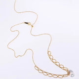 18K Yellow Gold 9mm Natural Akoya Pearl Lace Necklace, White Pink Pearl Lace Necklace, Gift for Her, Hollow Out Design Necklace, Gift Idea Etsy