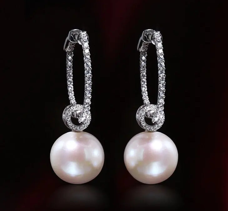 5A+ High Luster 13mm White Pearl Earrings Handmade Silver 925 White Pearl Earrings, Gift Idea, Edison Pearl Earrings Etsy