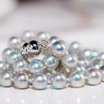 AAA+ Natural Akoya Silver Pearl Necklace - 7mm Grey Pearl Strand Etsy