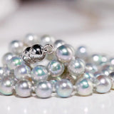 AAA+ Natural Akoya Silver Pearl Necklace - 7mm Grey Pearl Strand Etsy