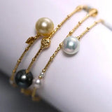 9mm Tahitian & Golden Pearl Bracelet - 18K Yellow Gold Etsy