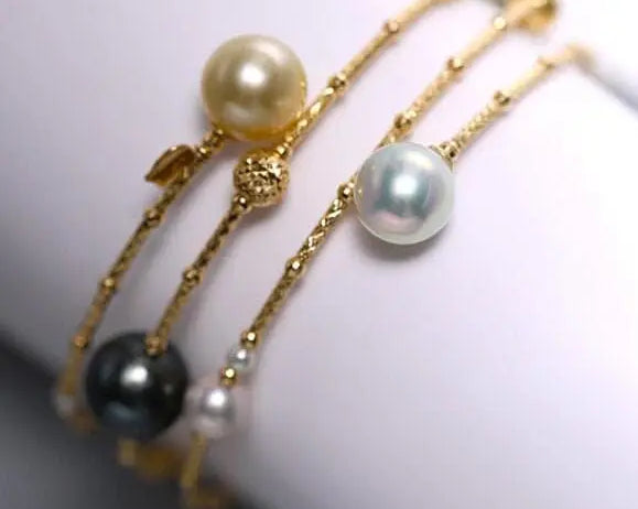 9mm Tahitian & Golden Pearl Bracelet - 18K Yellow Gold Etsy