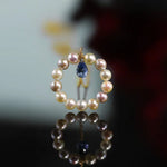 Natural Blue Sapphire Pear Rose Cut & Seawater Akoya Pearl 18k Solid Yellow Gold Sapphire Beaded Necklace - LaCorserArtJewelry