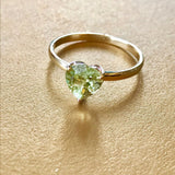 丨Special Offer丨Natural Green Morganite Cocktail 14k Solid Yellow Gold Ring, Green Triangle Etsy