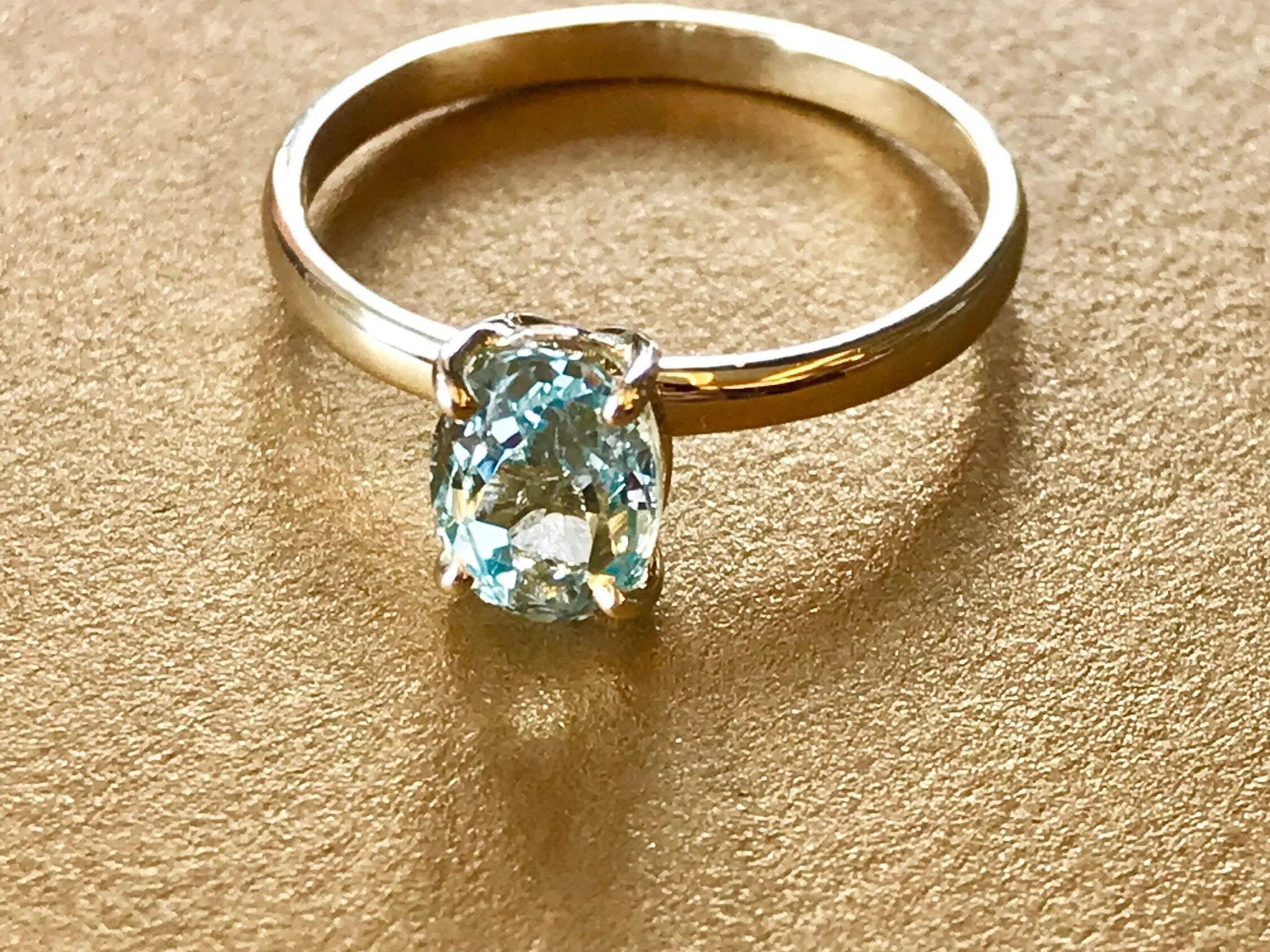 Superior Natural Aquamarine Oval Cut, 14k Solid Yellow Gold Cocktail Ring, Handmade, Gift for Her, Anniversary Gift Idea, Fine Jewelry Etsy