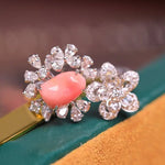 1.67Carat Queen Conch Pearl & Diamond 18k Solid White Gold Ring, Pearls Strombus Gigas, Natural Queen Conch Pearl, Engagement Ring Etsy