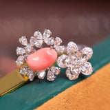 1.67Carat Queen Conch Pearl & Diamond 18k Solid White Gold Ring, Pearls Strombus Gigas, Natural Queen Conch Pearl, Engagement Ring Etsy