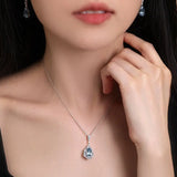 Art Deco Aquamarine Diamond Necklace, Platinum 950 Minimalist Necklace - LaCorserArtJewelry