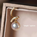 5A+ Japan Akoya Pearl Free Form Earrings, 18k Solid Yellow Gold Whirl Earrings, Natural White Diamonds Earrings, Christmas Gift Idea for GF Etsy