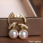 5A+ Japan Akoya Pearl Free Form Earrings, 18k Solid Yellow Gold Whirl Earrings, Natural White Diamonds Earrings, Christmas Gift Idea for GF Etsy