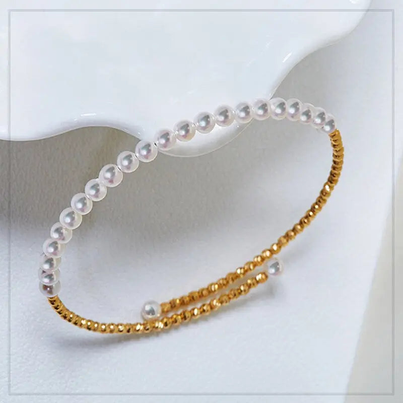 Very Rare Akoya Baby Pearls Bracelet, Japan Pearls, Champagne & White Pink Pearls Beads, Beaded Bracelets, Anniversary Gift Idea for Her Etsy