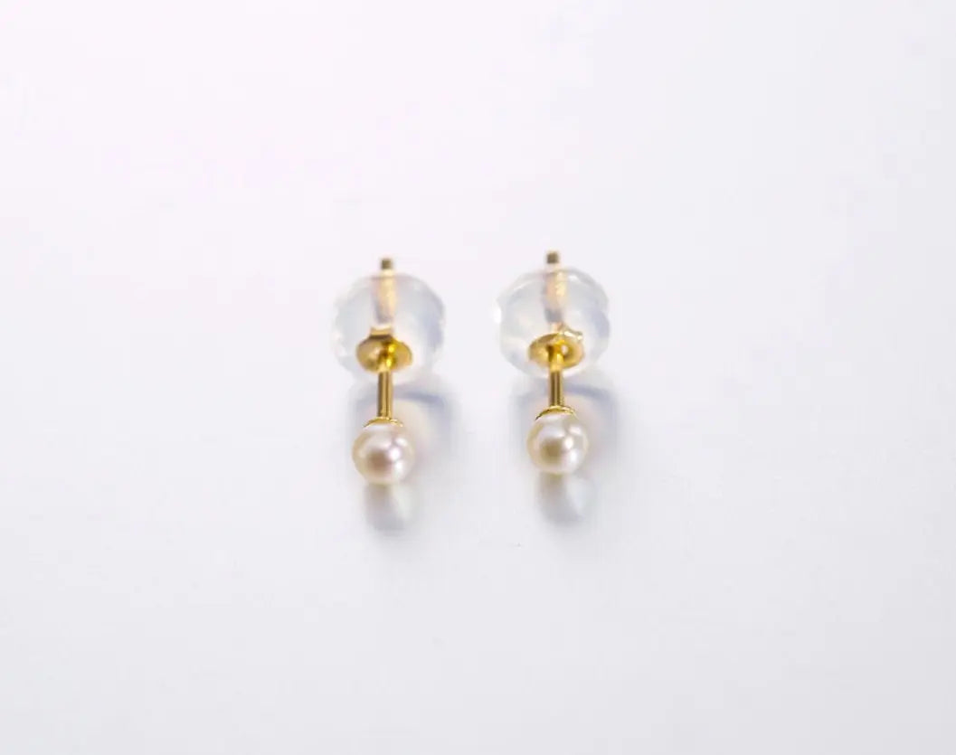 Natural Akoya Baby Champagne Pearl Earrings, 18k Solid Yellow Gold Handmade Stud Earrings, Anniversary Gift Idea, Gift for Her Etsy