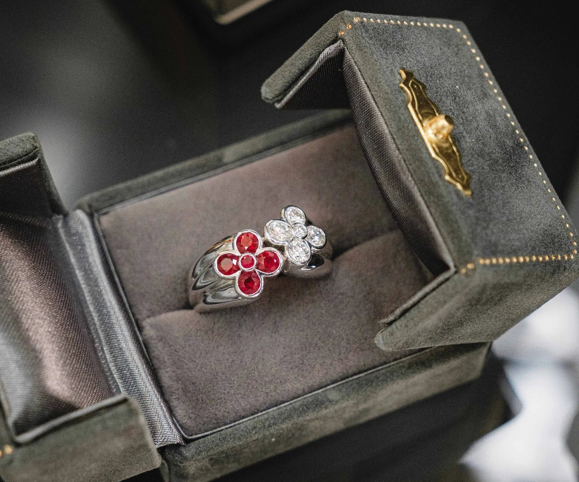Luxury Grey Ring Box | Double-Sided Opening Ring Box Exquisite Ring Box | Velvet Keepsake Box Etsy