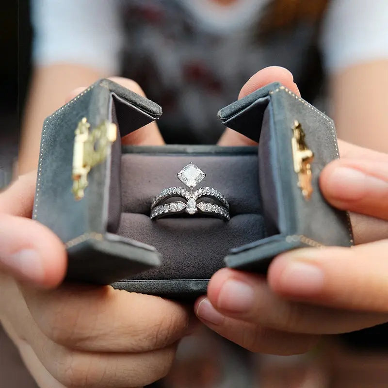 Luxury Velvet Grey Ring Box - Exquisite Keepsake Proposal Box Etsy