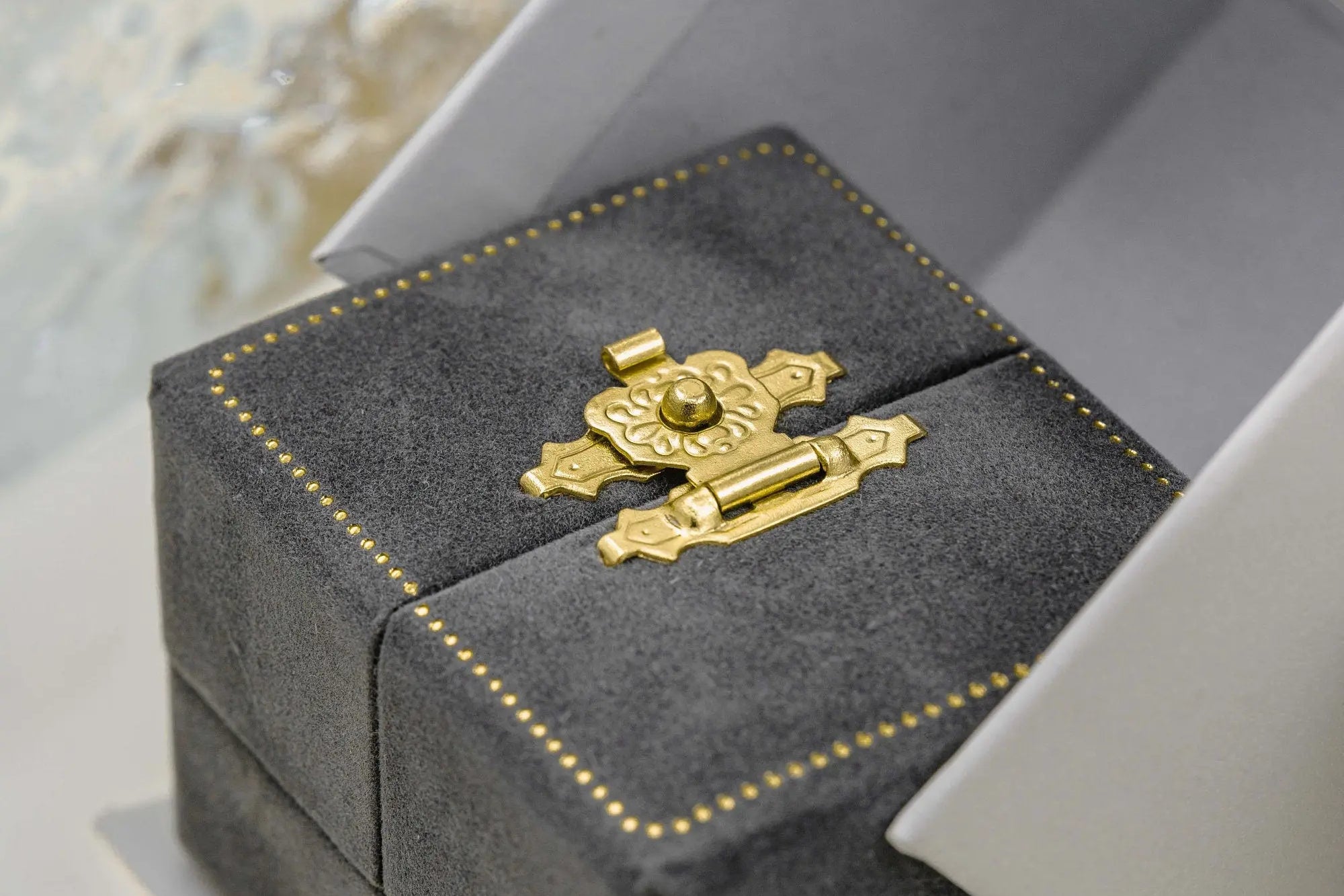 Luxury Velvet Grey Ring Box - Exquisite Keepsake Proposal Box Etsy