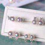 Natural Japan Akoya Pearl Butterfly Diamonds Earrings, Platinum 950 Earrings, Intense Luster White Pink Tone Pearl, Perfectly Round Pearls Etsy