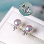 Natural Japan Akoya Pearl Butterfly Diamonds Earrings, Platinum 950 Earrings, Intense Luster White Pink Tone Pearl, Perfectly Round Pearls Etsy