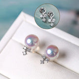 Natural Japan Akoya Pearl Butterfly Diamonds Earrings, Platinum 950 Earrings, Intense Luster White Pink Tone Pearl, Perfectly Round Pearls Etsy