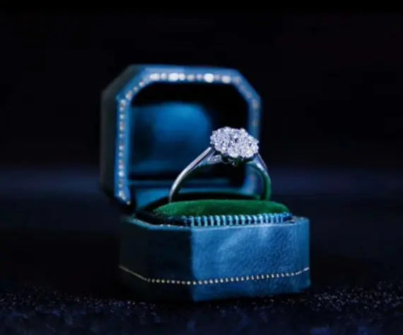 4 Colors | Sapphire Blue Velvet Leather Dainty Ring Box Hexagon Ring Box Handmade from Japan Engagement & Wedding Set Elegant Keepsake Box Etsy