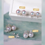 Natural Japan Akoya Pearl Butterfly Diamonds Earrings, Platinum 950 Earrings, Intense Luster White Pink Tone Pearl, Perfectly Round Pearls Etsy